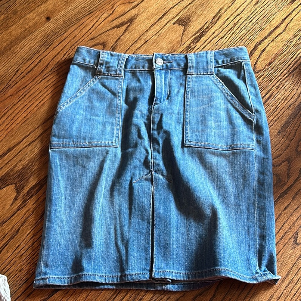 Paper denim and cloth blue jean skirt
